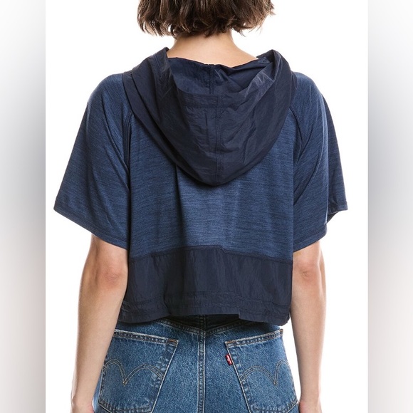 Free People Dark Blue Color Block “On The Move” Hoodie - Size Medium - Picture 3 of 5